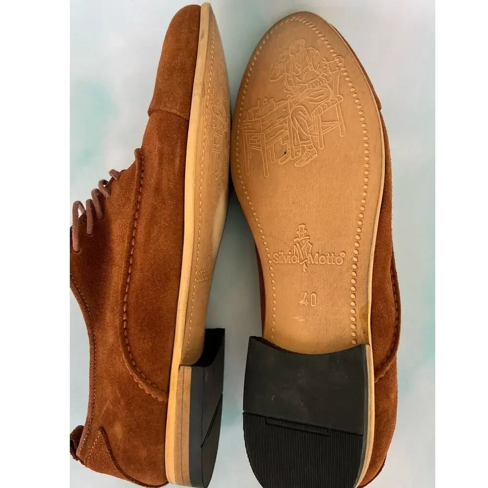 Fashinism Handmaded Men's Brown Soft Suede Shoes with Laces Size 40 EU / 9.5 US - Picture 6 of 10